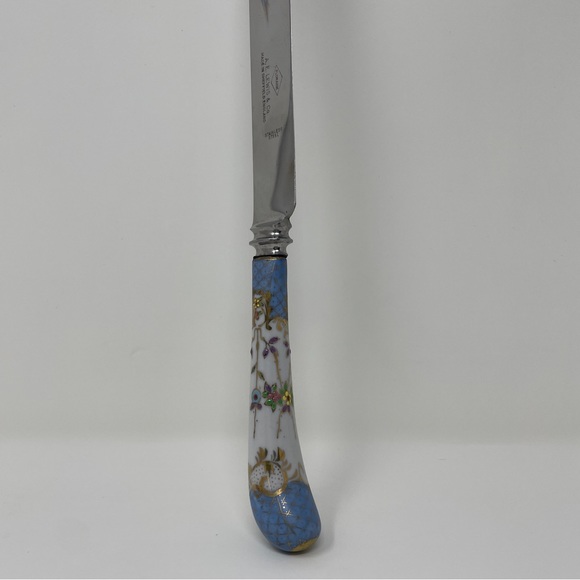 Vintage A.E. Lewis & Co Carving Knife Porcelain Handle Stainless Steel England - Picture 13 of 15
